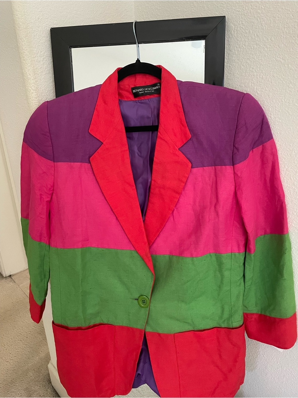 bernard holzman linen blazer colorblock US 8 NWT vintage